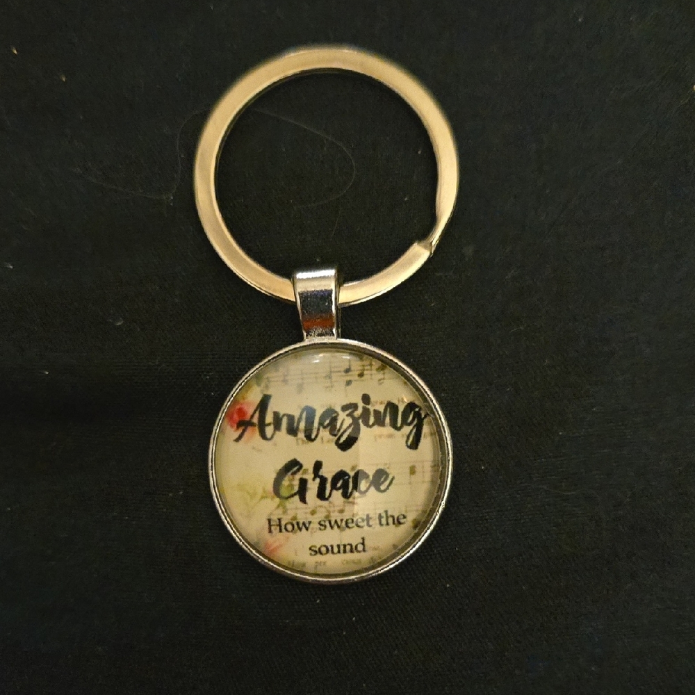 Amazing Grace Silver Keychain Holder